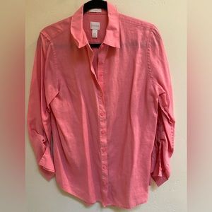Pink Chico’s no-iron linen button down. Size M/8